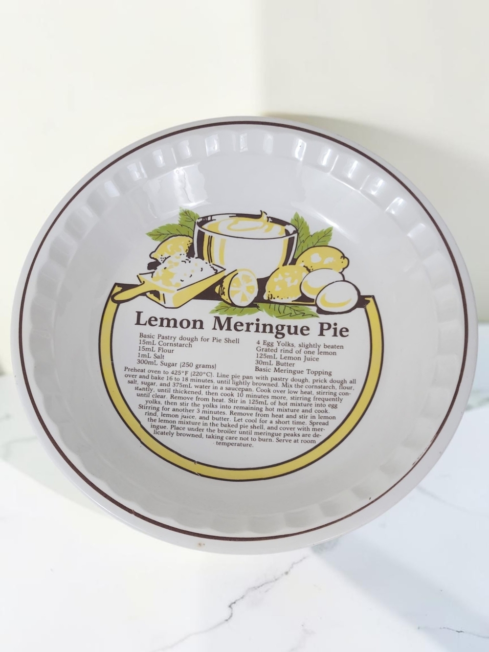 CE Springer Vintage 1980s Lemon Meringue Pie Recipe Ceramic Baking Dish